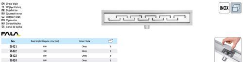 FALA75421 Zuhanylefolyó 600 mm Olimp inox
