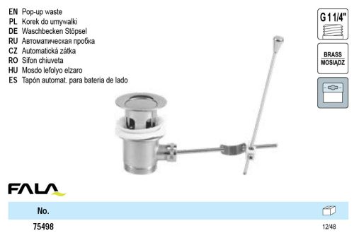 FALA75498 Mosdó lefolyó réz automata leeresztővel