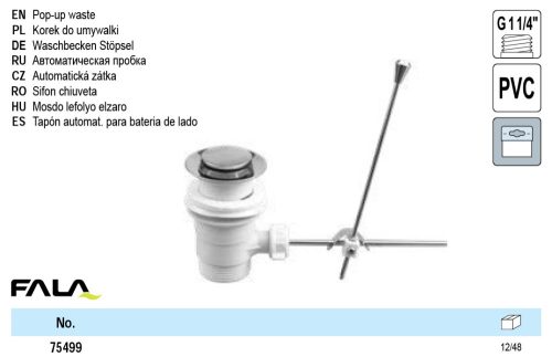 FALA75499 Mosdó lefolyó műanyag automata leeresztővel