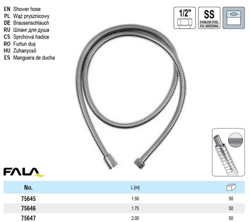FALA75647 Zuhanycső erősített 2,0 m