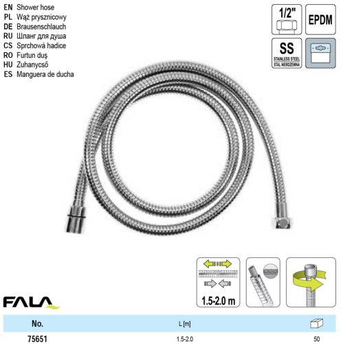 FALA75651 Zuhanycső erősített nyújtható 1,5 - 2,0 m