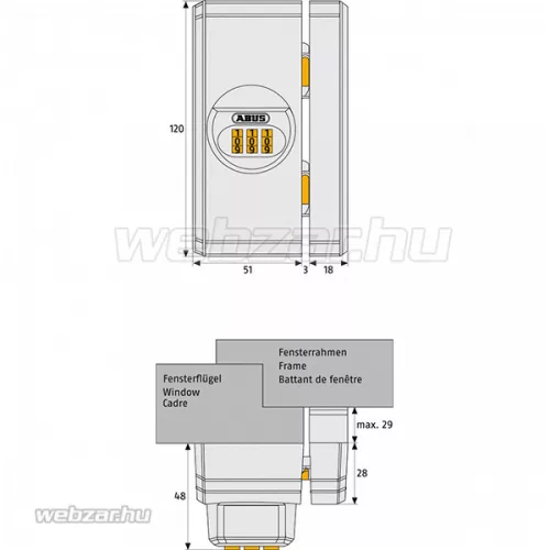 Abus FTS106 kombinációs (számzáras) zár Barna