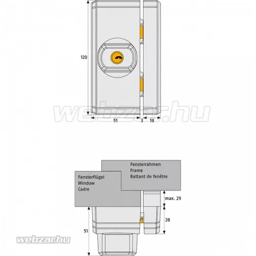 Abus FTS96 kulcsos ablakzár Fehér