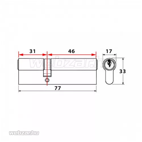 Titan K66 zárbetét 31x46 gombos ASC (G=Rövidebb)