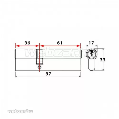 Titan K66 zárbetét 36x61 vészfunkciós ASC