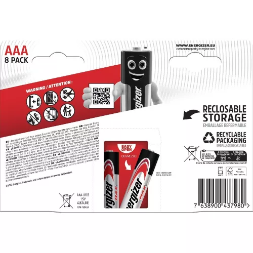 Energizer LR03MAX-CHP8 MAX 1,5V AAA/mikro alkáli elem 8 db/csomag