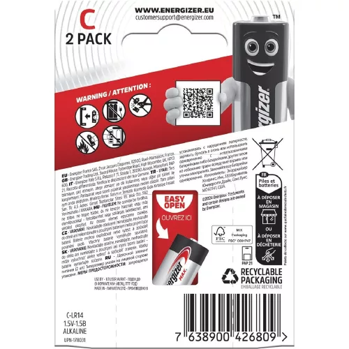Energizer LR14MAX-BP2 MAX 1,5V baby alkáli elem 2 db/csomag