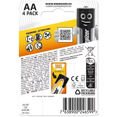 Energizer LR6AP-BP4 Alkaline Power 1,5V AA/ceruza alkáli elem 4 db/csomag