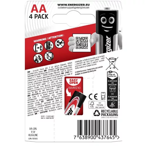 Energizer LR6MAX-CHP4 MAX 1,5V AA/ceruza alkáli elem 4 db/csomag