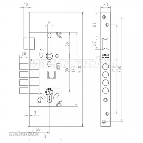 MCM 601M bevésőzár 50/90