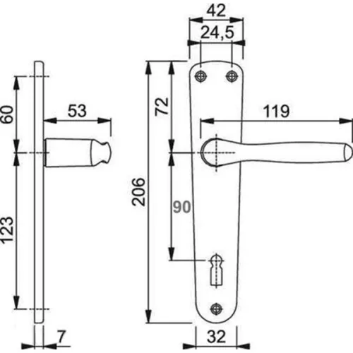 Hoppe Milano kilincs 90 Cilinderes F4