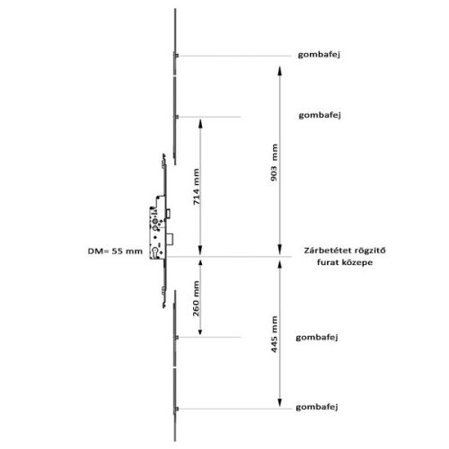 Euro-Elzett MultiModul C600 komp. többpontos zár kulcsm. 55/9216 - 4 gomba osztott előlap (402|009|403)