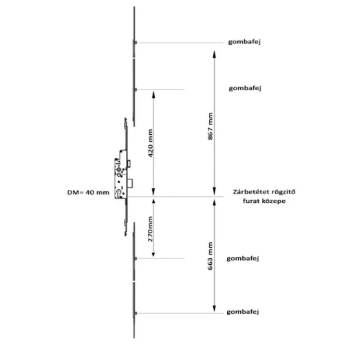 Euro-Elzett MultiModul Msoft komp. többpontos zár kilincsm. 40/92/16 - 4 gomba (237|002|238)