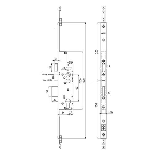Euro-Elzett MultiModul Soft Basic Felfelé záró Főzár 30/92 Kilincsemeléses (MMB 30/92/16/8/400)(EE-MM006)
