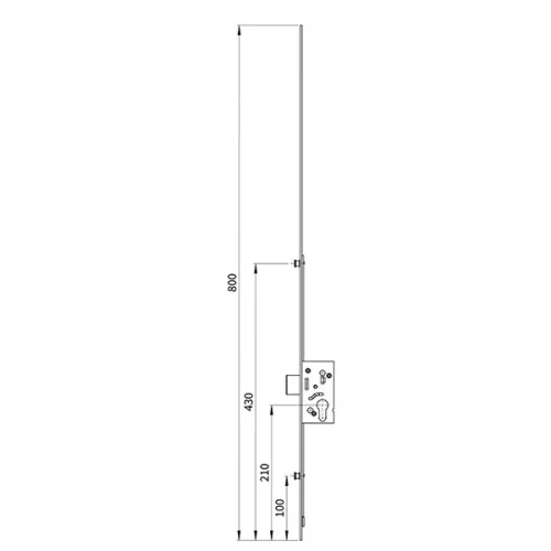 Euro-Elzett MultiModul Felső elem másodzárral DM45 + 2 gomba 16/800mm (F2M16/800D45)(EE-MM206)