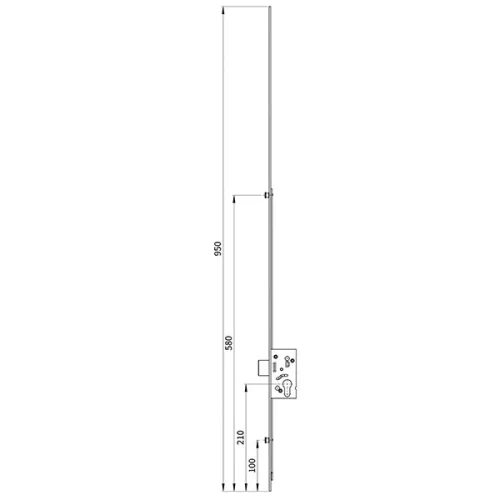 Euro-Elzett MultiModul Felső elem másodzárral DM40 + 2 gomba 16/950mm (F2M16/950D40)(EE-MM208)