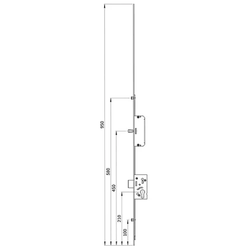 Euro-Elzett MultiModul Felső elem másodzárral DM45 + 2 gomba + 1 csap 16/950mm (F2M1P16/950D45)(EE-MM219)