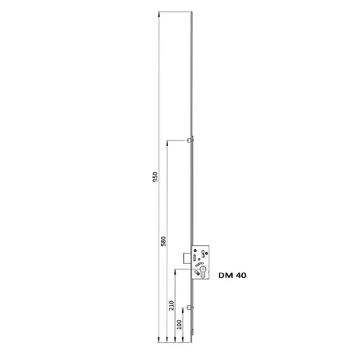 Euro-Elzett MultiModul Felső elem másodzárral DM40 + 2 görgő 16/950mm (F2R16/950D40)(EE-MM108)