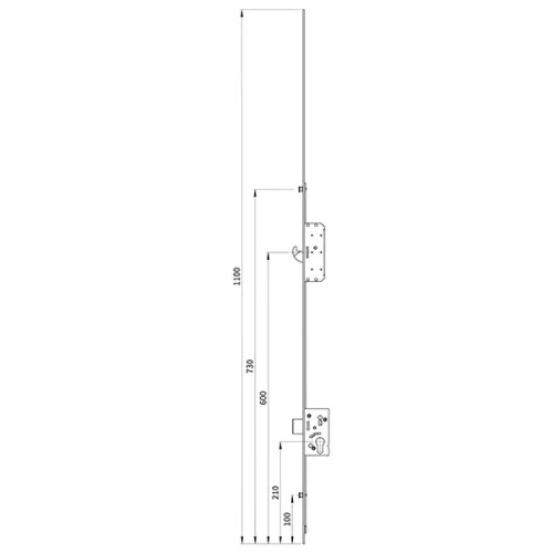 Euro-Elzett MultiModul Felső elem másodzárral DM 40 + 2 gomba + 1 csap 16/1100mm (F2M1H16/1100D40)(EE-MM231)