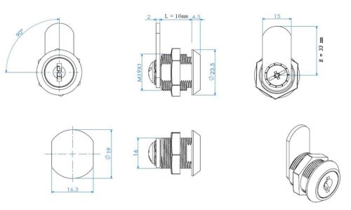 Siso Lemezszekrény zár 19 16 33mm.nyelv