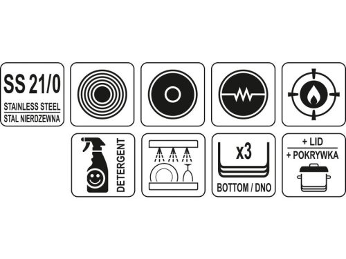 YATO YG-00001 GASTRO Fazék fedővel 2,4 liter 160 x 120 mm inox