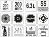 YATO YG-00002 GASTRO Fazék fedővel 6,3 liter 200 x 200 mm inox