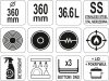YATO YG-00007 GASTRO Fazék fedővel 36,6 liter 360 x 360 mm inox
