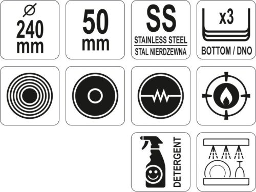 YATO YG-00101 GASTRO Serpenyő 240 mm inox