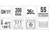 YATO YG-00255 GASTRO Inox betét 200 mm GN 1/1