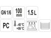 YATO YG-00426 GASTRO Műanyag betét 100 mm GN 1/6