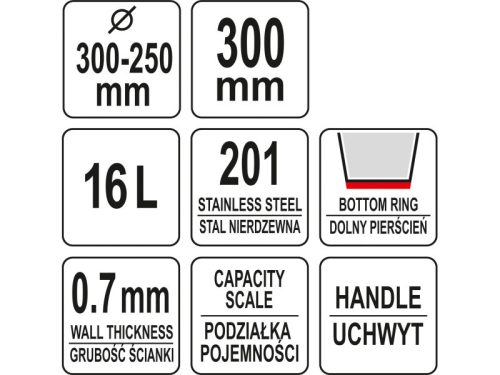 YATO YG-00651 GASTRO Inox vödör 16 liter