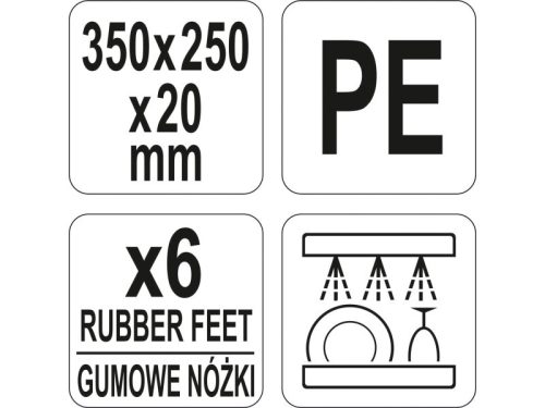 YATO YG-02160 GASTRO Vágódeszka 350 x 250 x 20 mm PE fehér