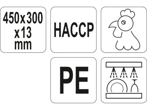 YATO YG-02172 GASTRO Vágódeszka 450 x 300 x 13 mm PE sárga