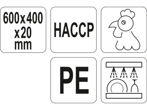 YATO YG-02182 GASTRO Vágódeszka 600 x 400 x 20 mm PE sárga