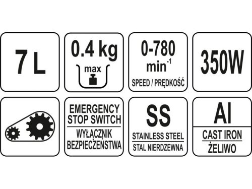 YATO YG-03012 GASTRO Tálas mixer 7 liter 350 W