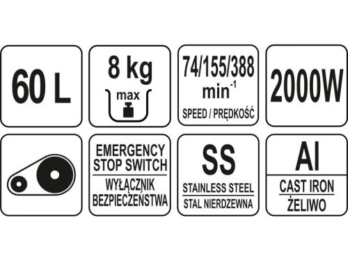 YATO YG-03029 GASTRO Tálas mixer 60 liter 2000 W 380 V