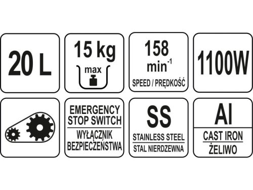 YATO YG-03059 GASTRO Dagasztógép 20 liter 1100 W
