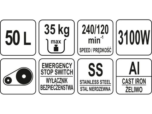 YATO YG-03068 GASTRO Dagasztógép 50 liter 2 sebességes 3100 W 380 V