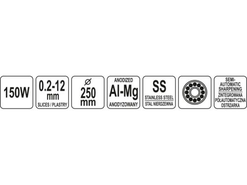 YATO YG-03120 GASTRO Hússzeletelő 150 W 250 mm alu