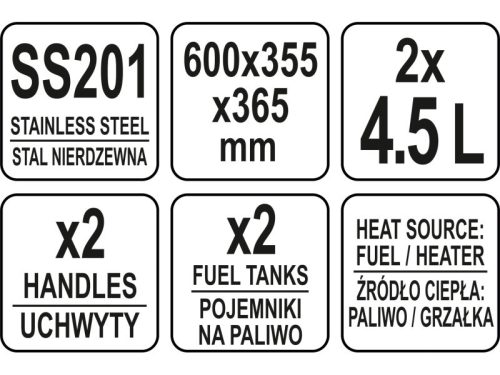 YATO YG-04125 GASTRO Leveses chafing 2 x 4,5 liter