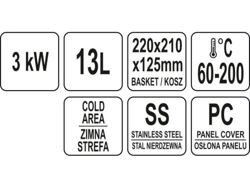 YATO YG-04616 GASTRO Asztali olajsütő 8 liter 3300 W
