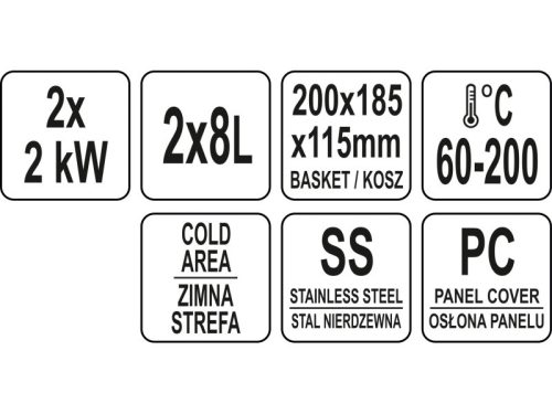 YATO YG-04621 GASTRO Asztali olajsütő 2 x 5 liter 2 x 2000 W