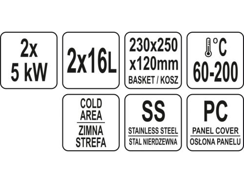 YATO YG-04638 GASTRO Olajsütő 2 x 11,5 liter 2 x 5000 W
