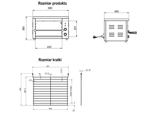 YATO YG-04651 Elektromos pirító 3000W 580X400X380mm
