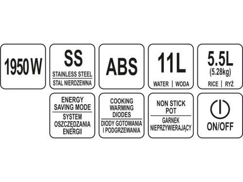 YATO YG-04695 GASTRO Rizsfőző 16,5 liter 1950 W