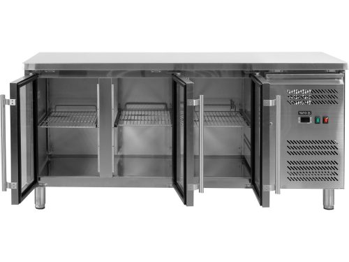 YATO YG-05257 Három üvegajtós rozsdamentes hűtőasztal 700-as széria 417L 1795x700x850mm