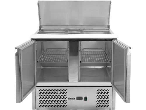 YATO YG-05262 Kétajtós rozsdamentes hűtőasztal rozsdamentes fedéllel 240L 900x700x876mm