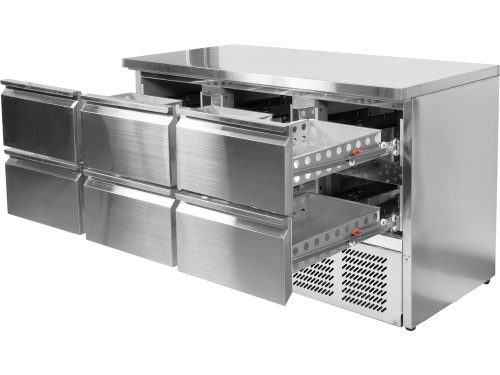 YATO YG-05281 Hatfiókos rozsdamentes hűtőasztal 700-as széria 368L 1365x700x880mm