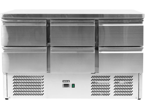 YATO YG-05281 Hatfiókos rozsdamentes hűtőasztal 700-as széria 368L 1365x700x880mm