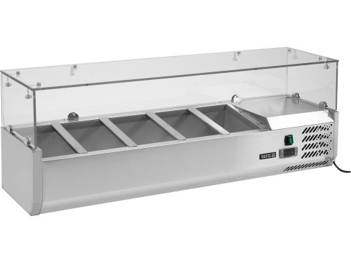 YATO YG-05320 Hűtőasztalra felszerelhető rozsdamentes hűtött vitrin 5x1/4 GN 1200x335x435mm